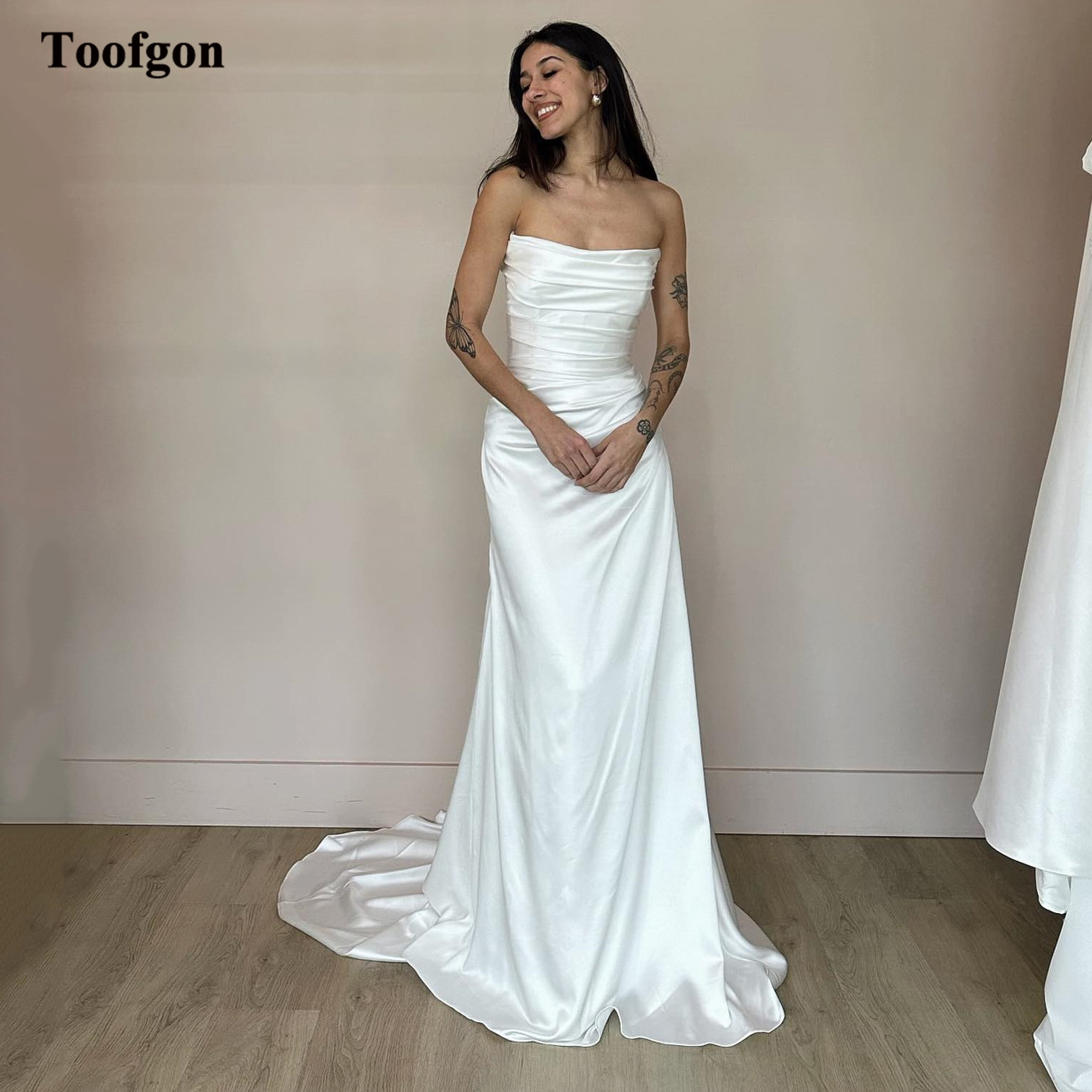 Vintage Women'S Formal Wear - Customized Mermaid Soft Satin Bride Wedding