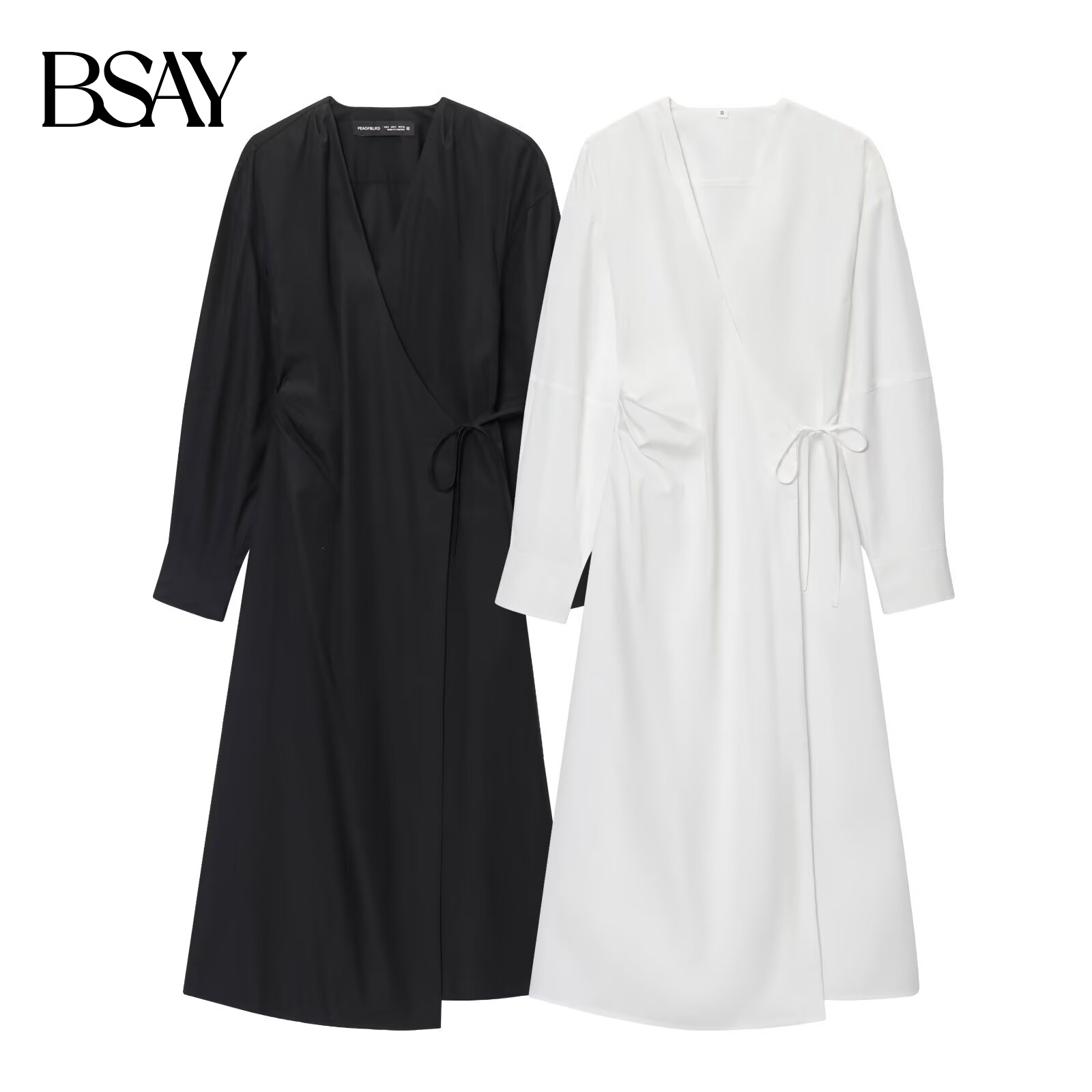 Wrap Dress Work - BSAY casual big shirt dresses summer