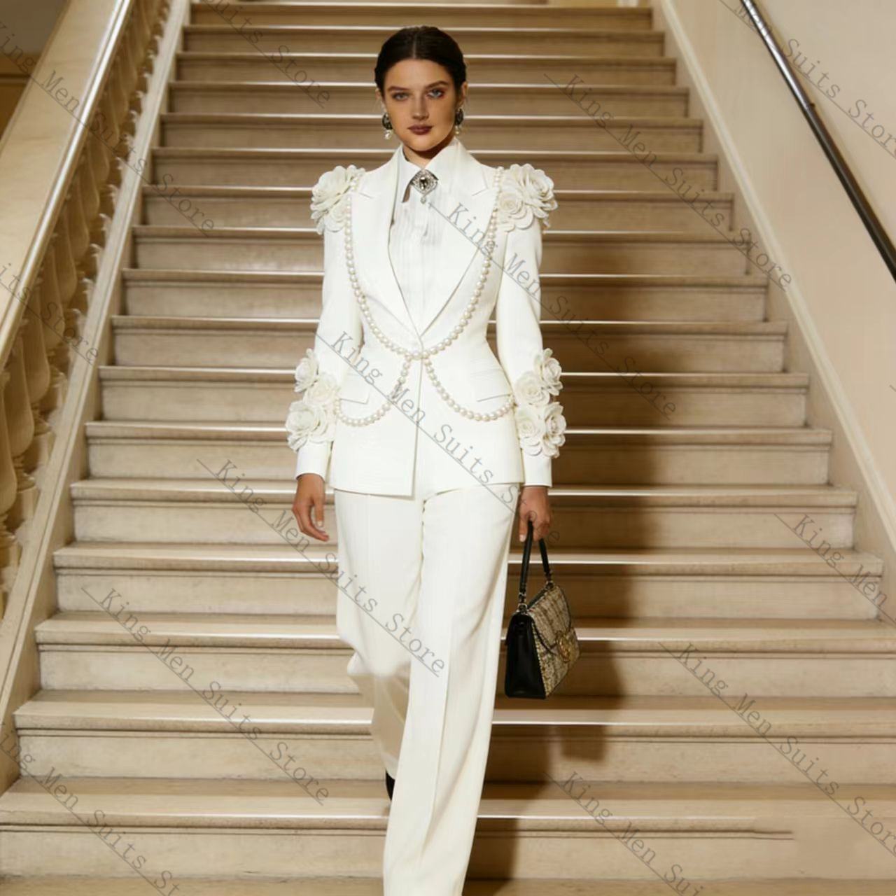 Women'S Formal Wear Tuxedo - Luxury White Women Suit Set 2