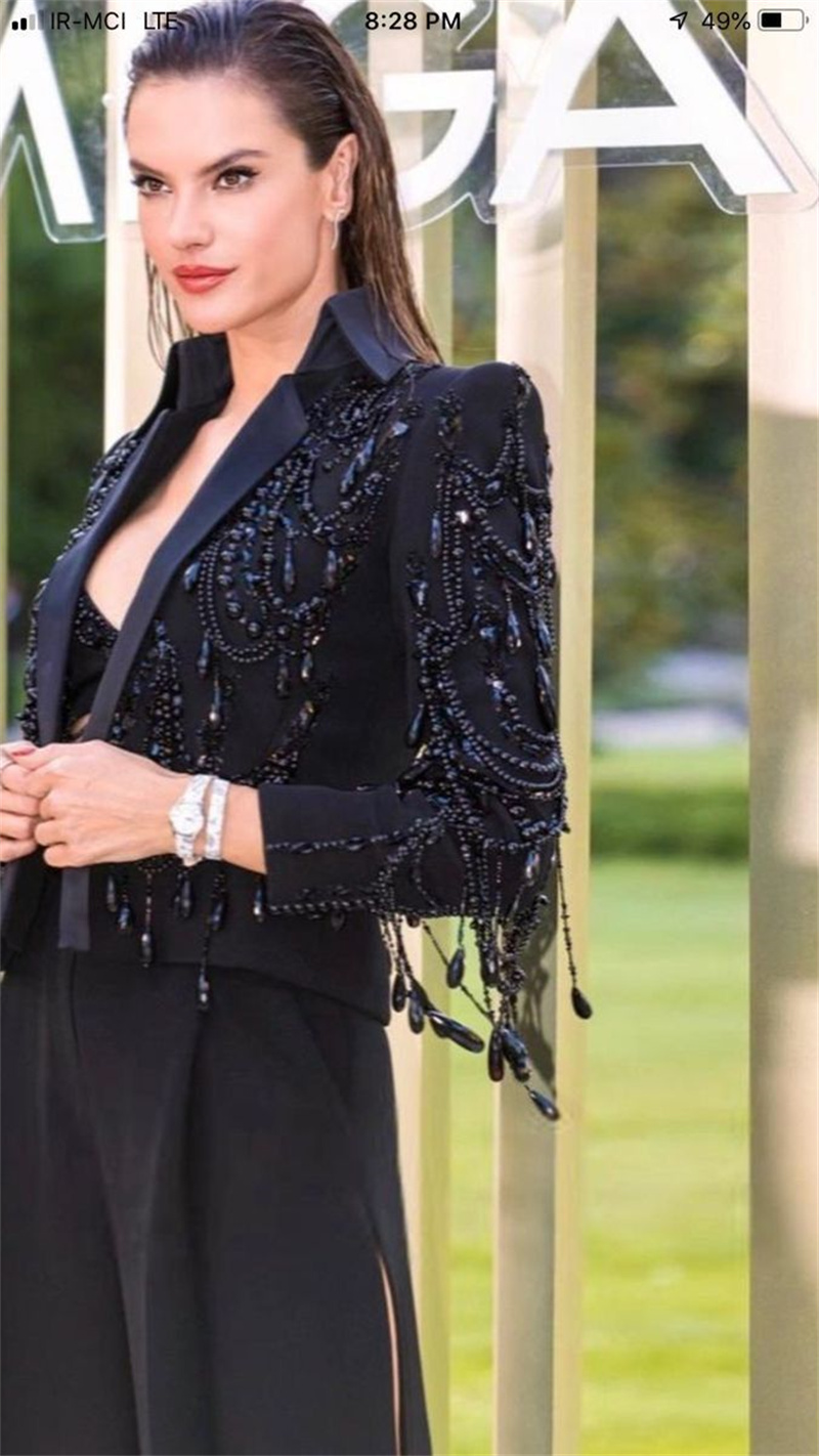 Black Crystals Women Suits Set - Women Formal Wear Black ulasan dan harga