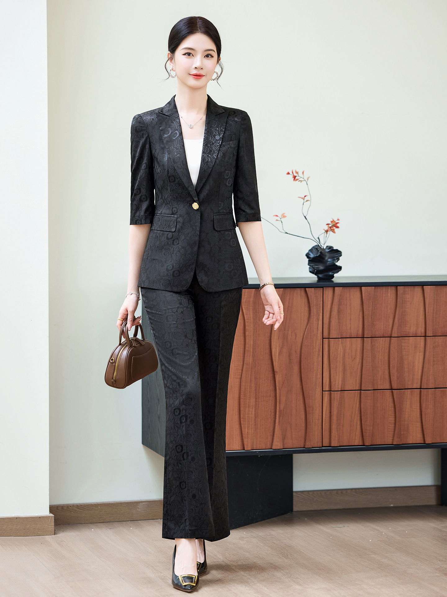Fashion Apricot Half Sleeve Pr - Women Formal Wear Blazers ulasan dan harga