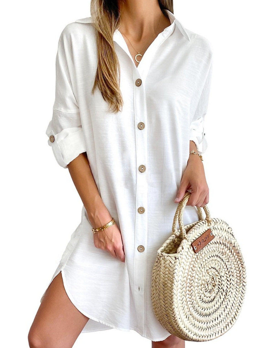 Women's Solid Color Dress 2024 - Wrap Dress Work ulasan dan harga