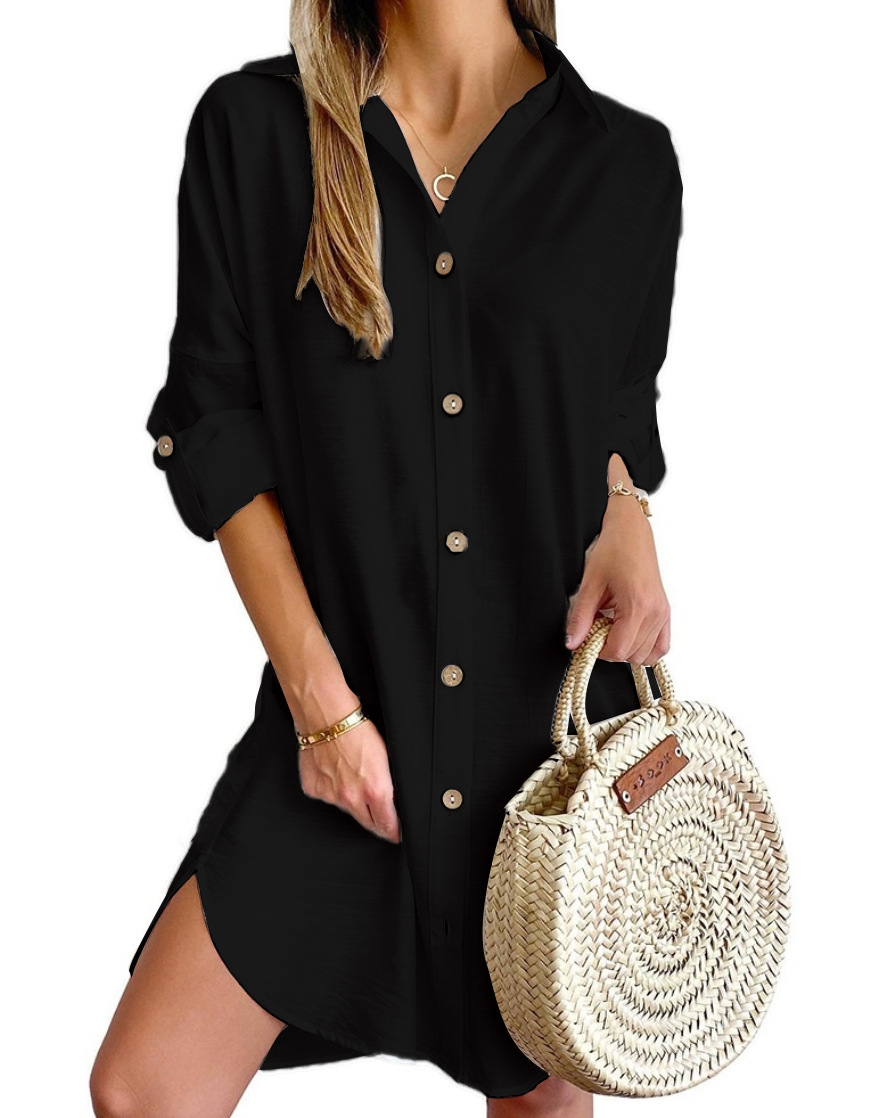 Women's Solid Color Dress 2024 - Wrap Dress Work ulasan dan harga
