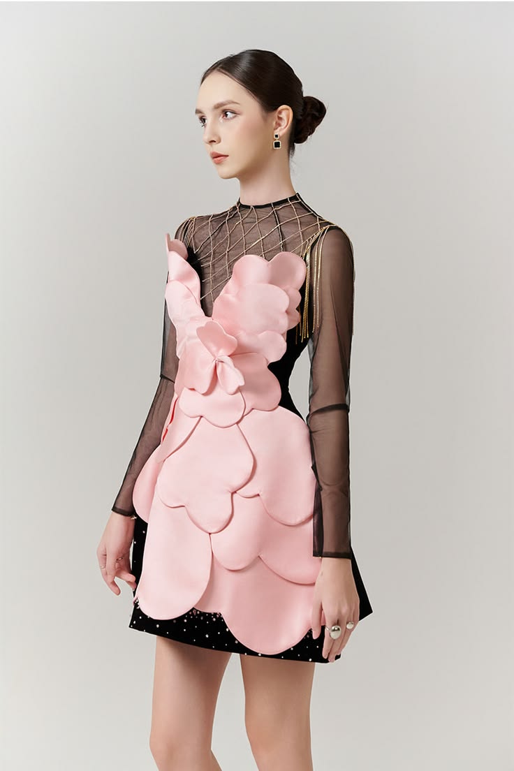 Gothic Black Pink Floral Mini  - Women Formal Wear Black ulasan dan harga