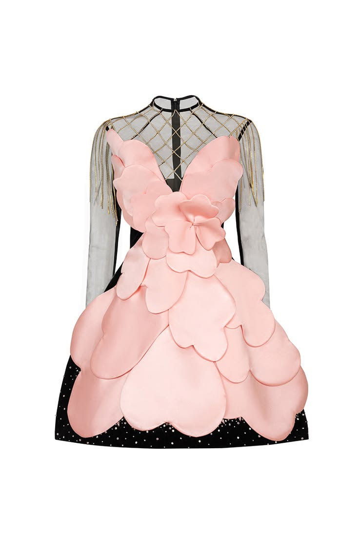 Gothic Black Pink Floral Mini  - Women Formal Wear Black ulasan dan harga