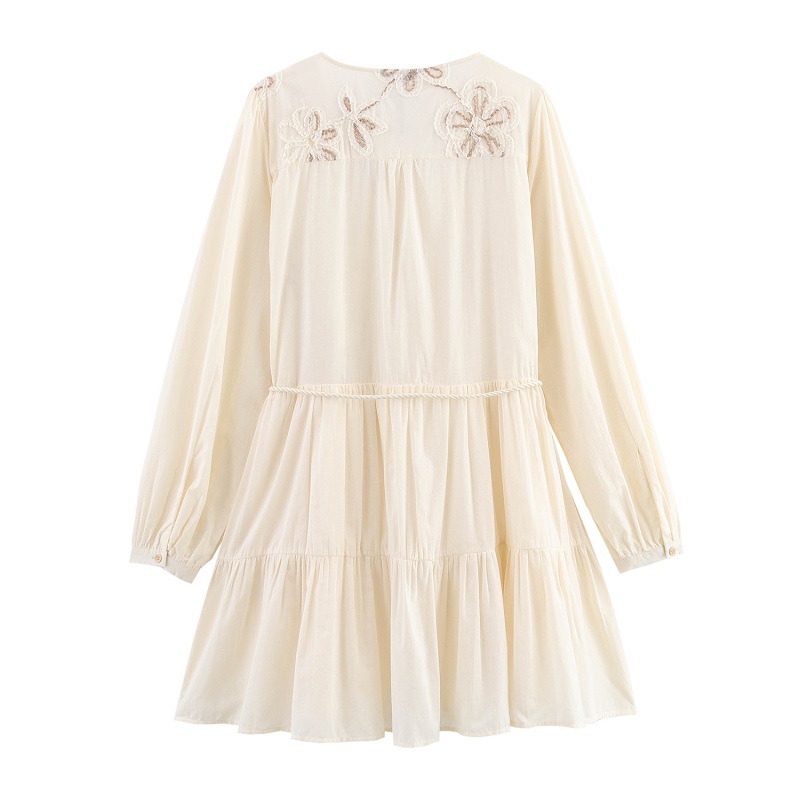 MUJER Flower Embroidered Mini  - Wrap Dress Work ulasan dan harga