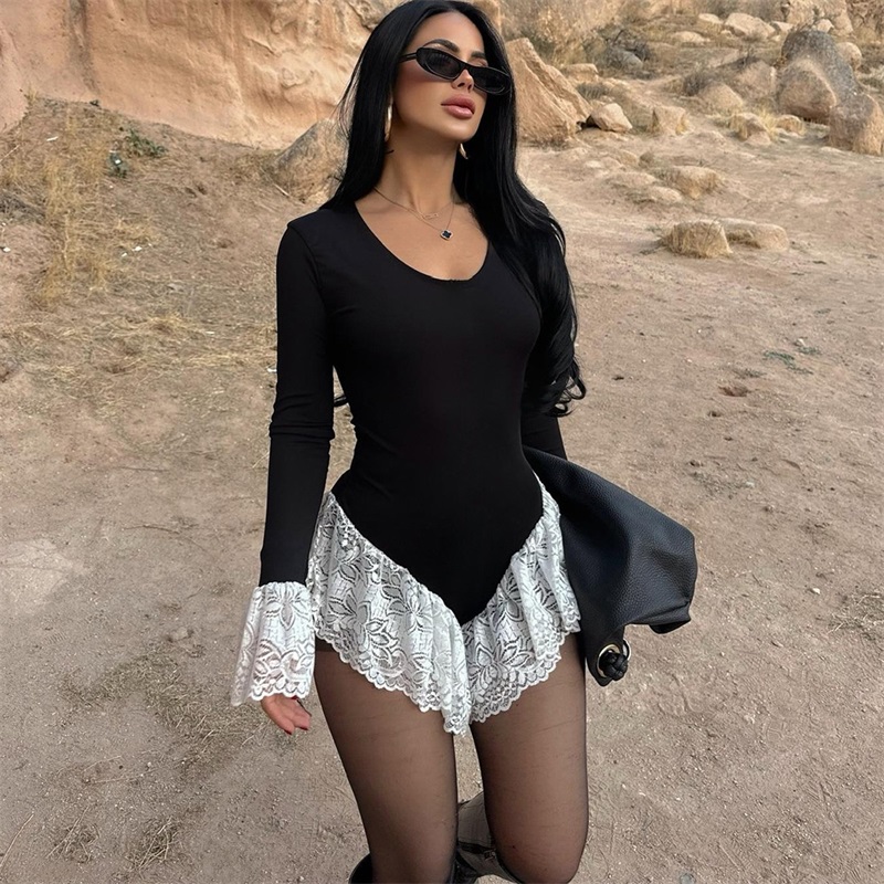 Black White Lace Women Jumpsui - Women'S Formal Wear Jumpsuit ulasan dan harga