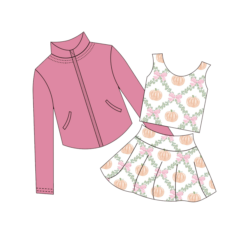 Thanksgiving Pumpkin Print Gir - Monochrome Suit Set ulasan dan harga