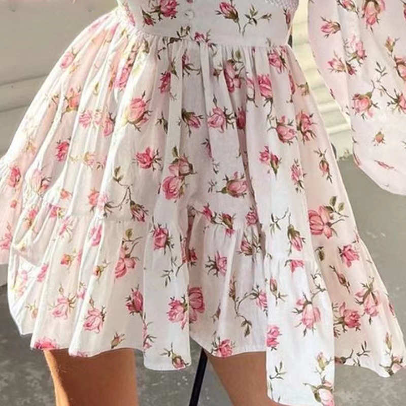 Women Floral Print Mini Dress  - Wrap Dress Work ulasan dan harga