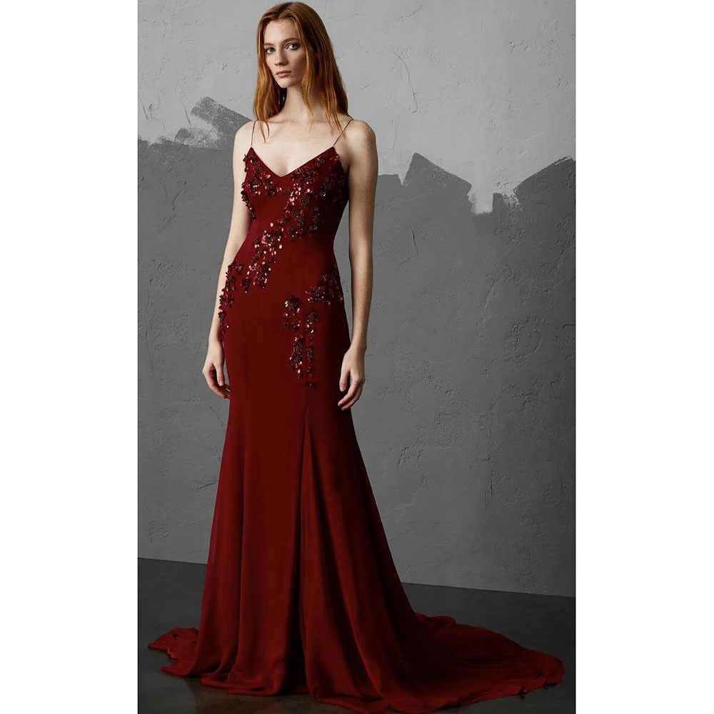 Red Evening Dresses Women Spag - Formal Dress Female ulasan dan harga