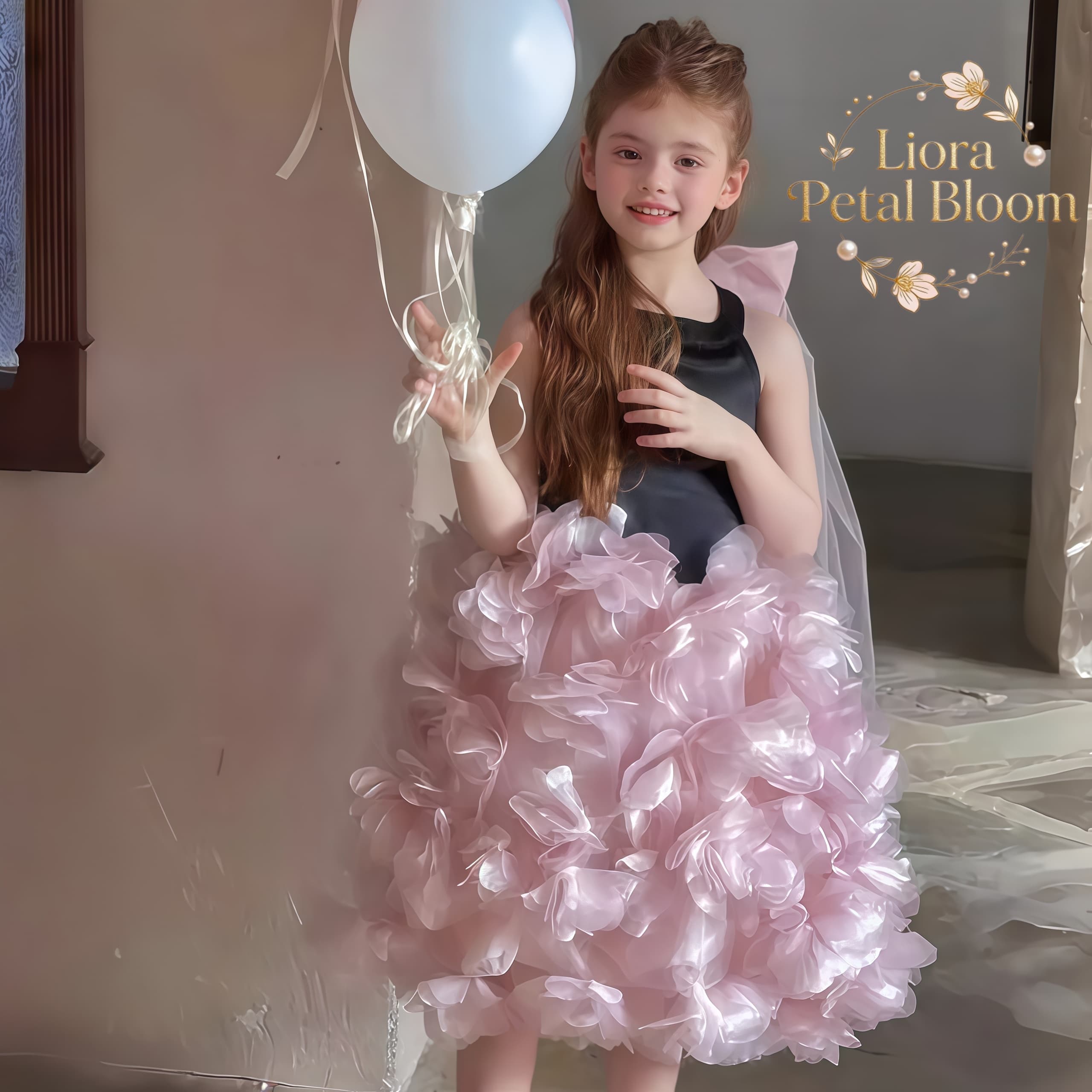 Girls' Black Floral Tulle Dres - Women Formal Wear Black ulasan dan harga
