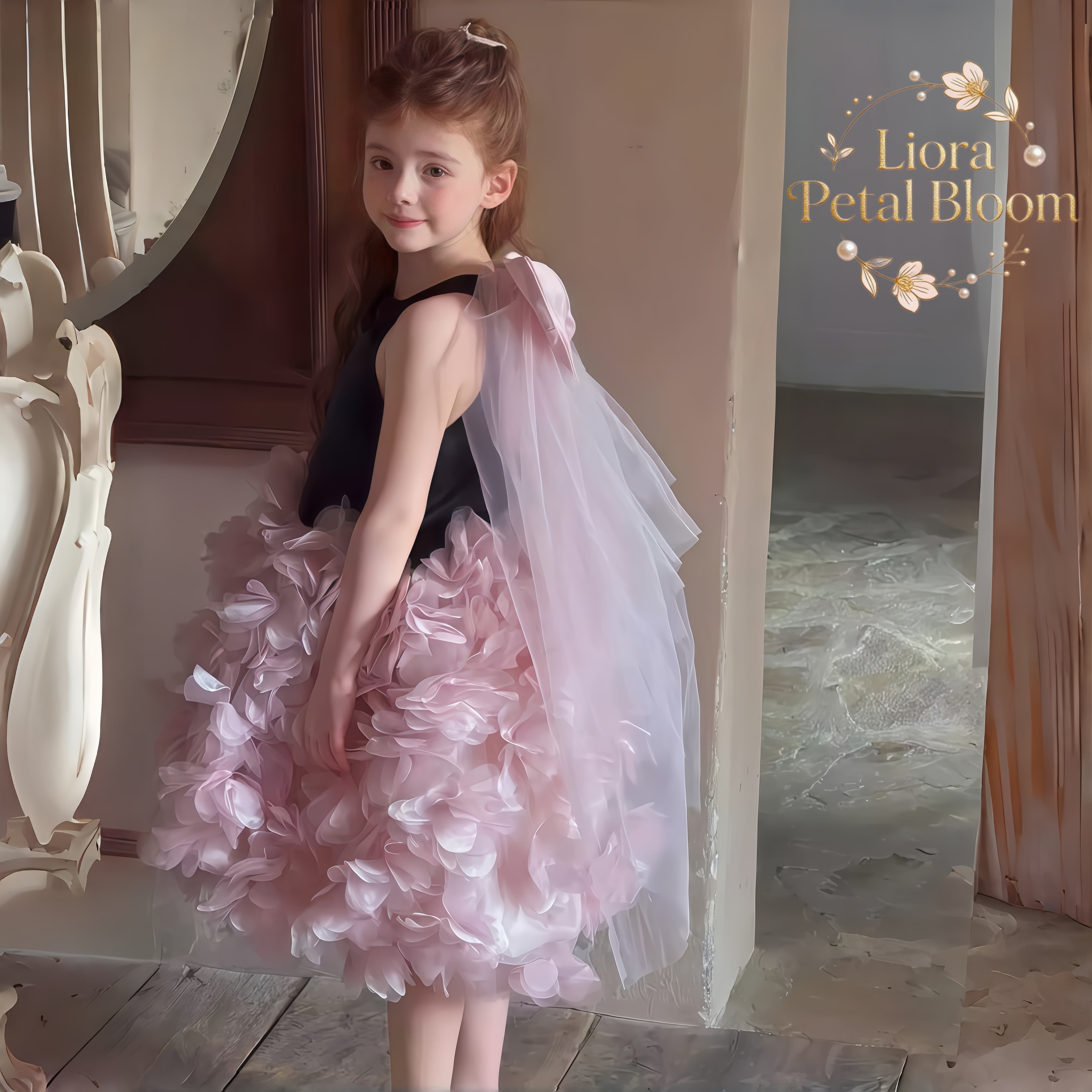 Girls' Black Floral Tulle Dres - Women Formal Wear Black ulasan dan harga