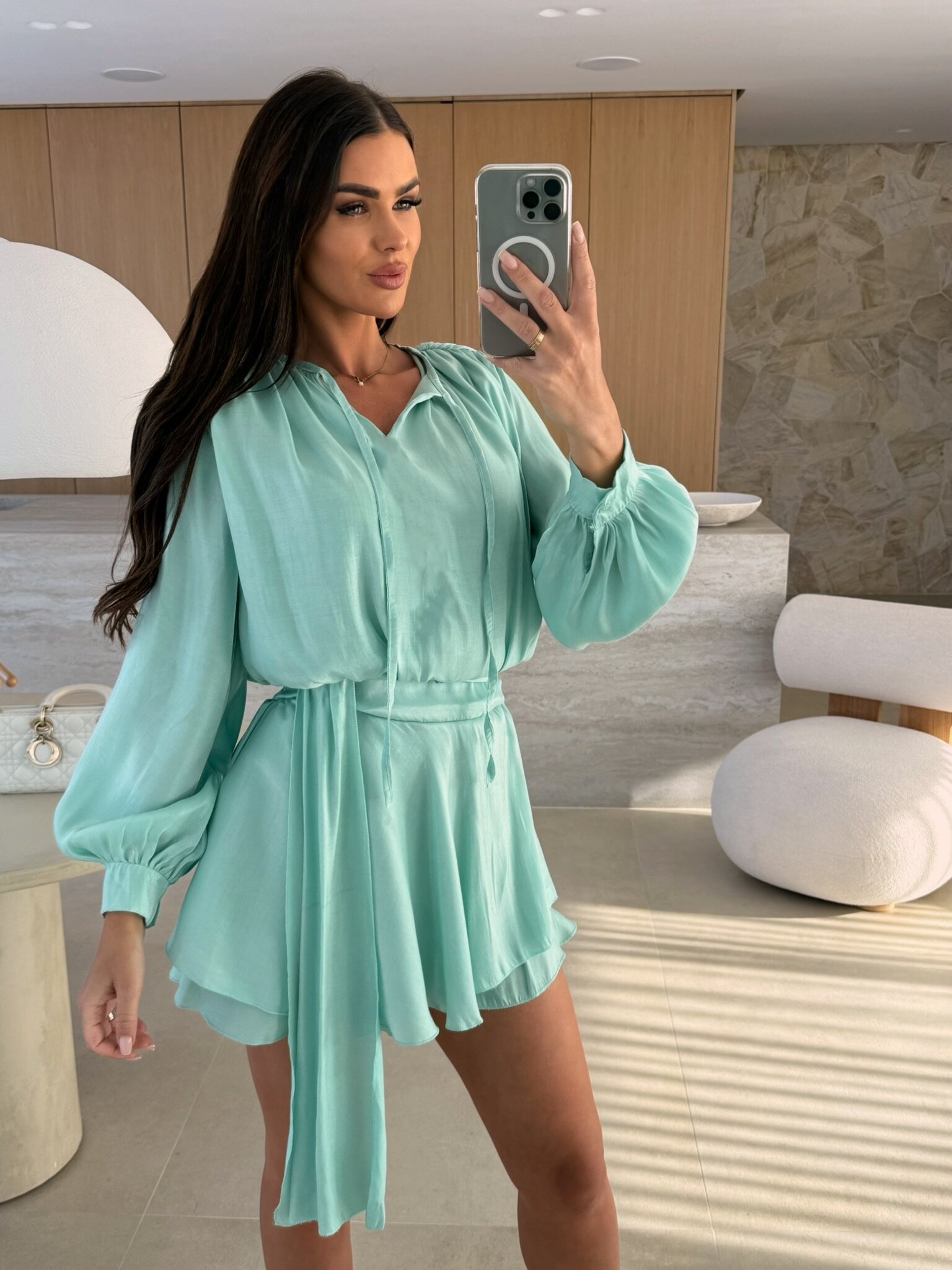 2025 Women's Solid Color V-nec - Wrap Dress Work ulasan dan harga
