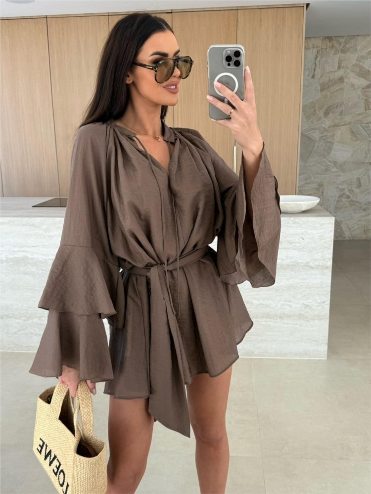 2025 Spring Summer Elegant Ruf - Wrap Dress Work ulasan dan harga