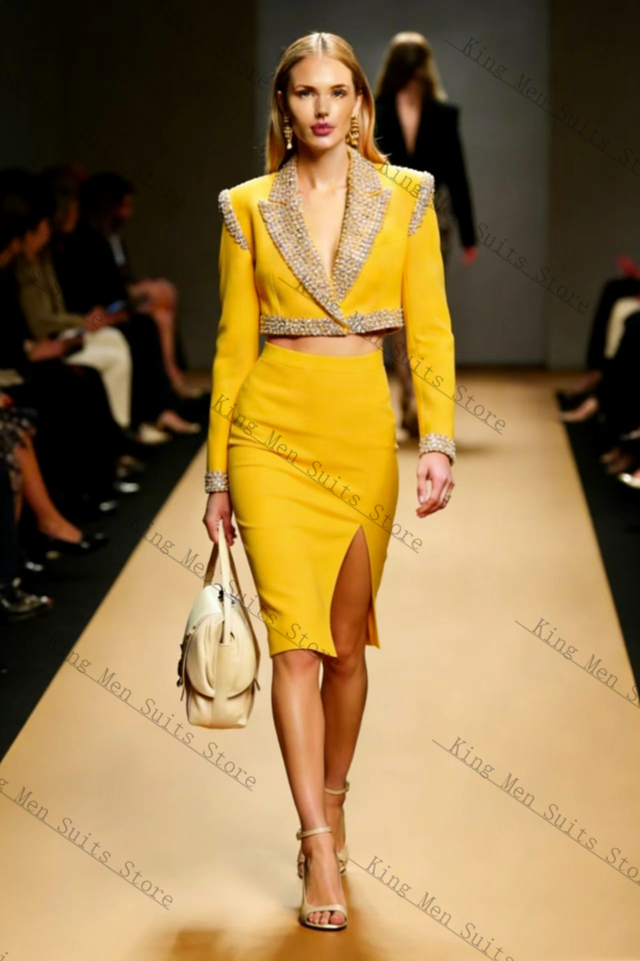 Yellow Crystals Women Suit Ski - Women'S Formal Wear Tuxedo ulasan dan harga