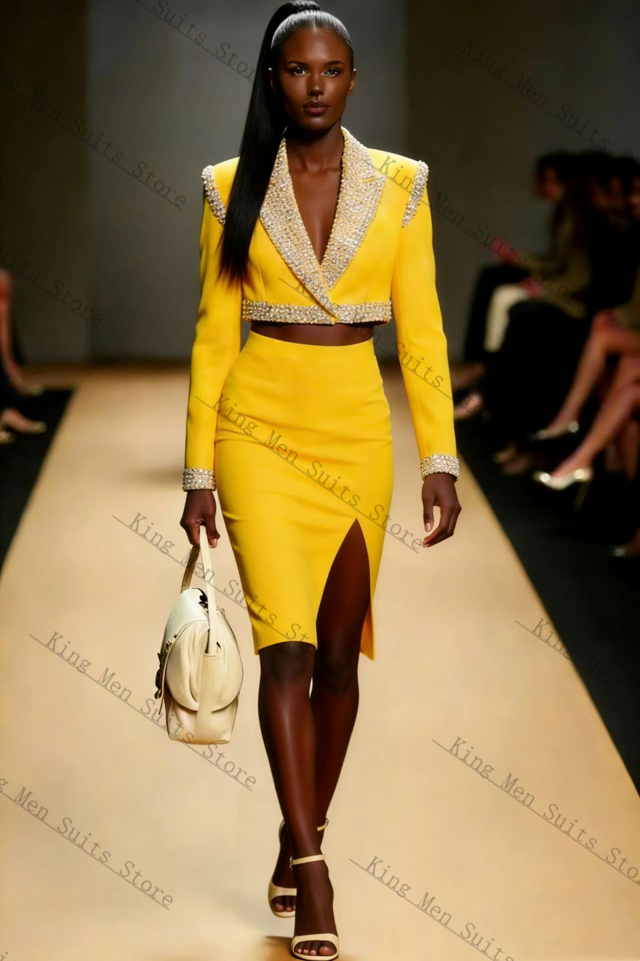 Yellow Crystals Women Suit Ski - Women'S Formal Wear Tuxedo ulasan dan harga
