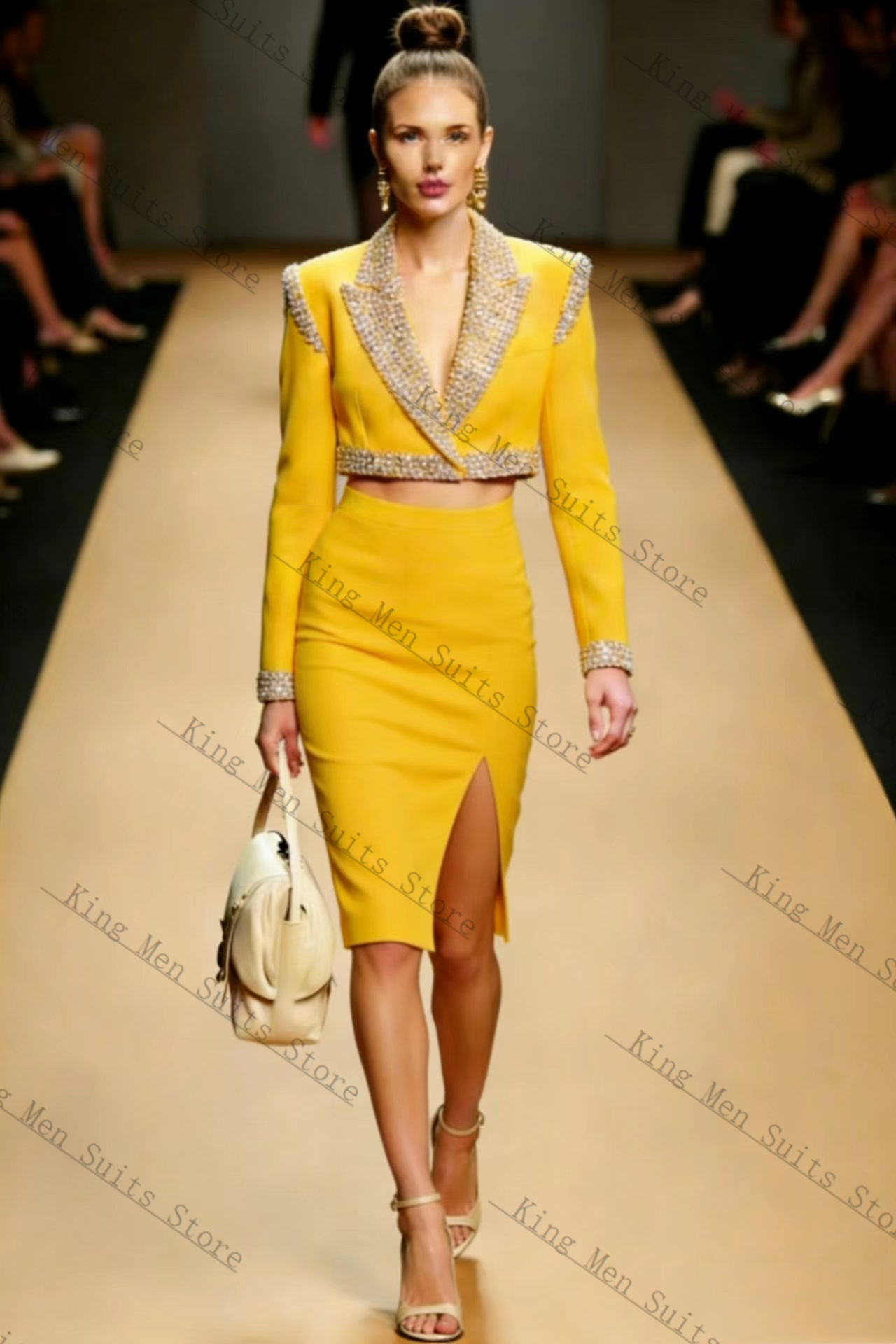 Yellow Crystals Women Suit Ski - Women'S Formal Wear Tuxedo ulasan dan harga