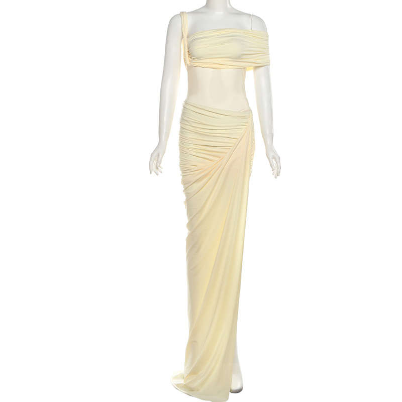 Yellow Women Prom Dress 2 Pcs  - Women'S Formal Wear Jumpsuit ulasan dan harga