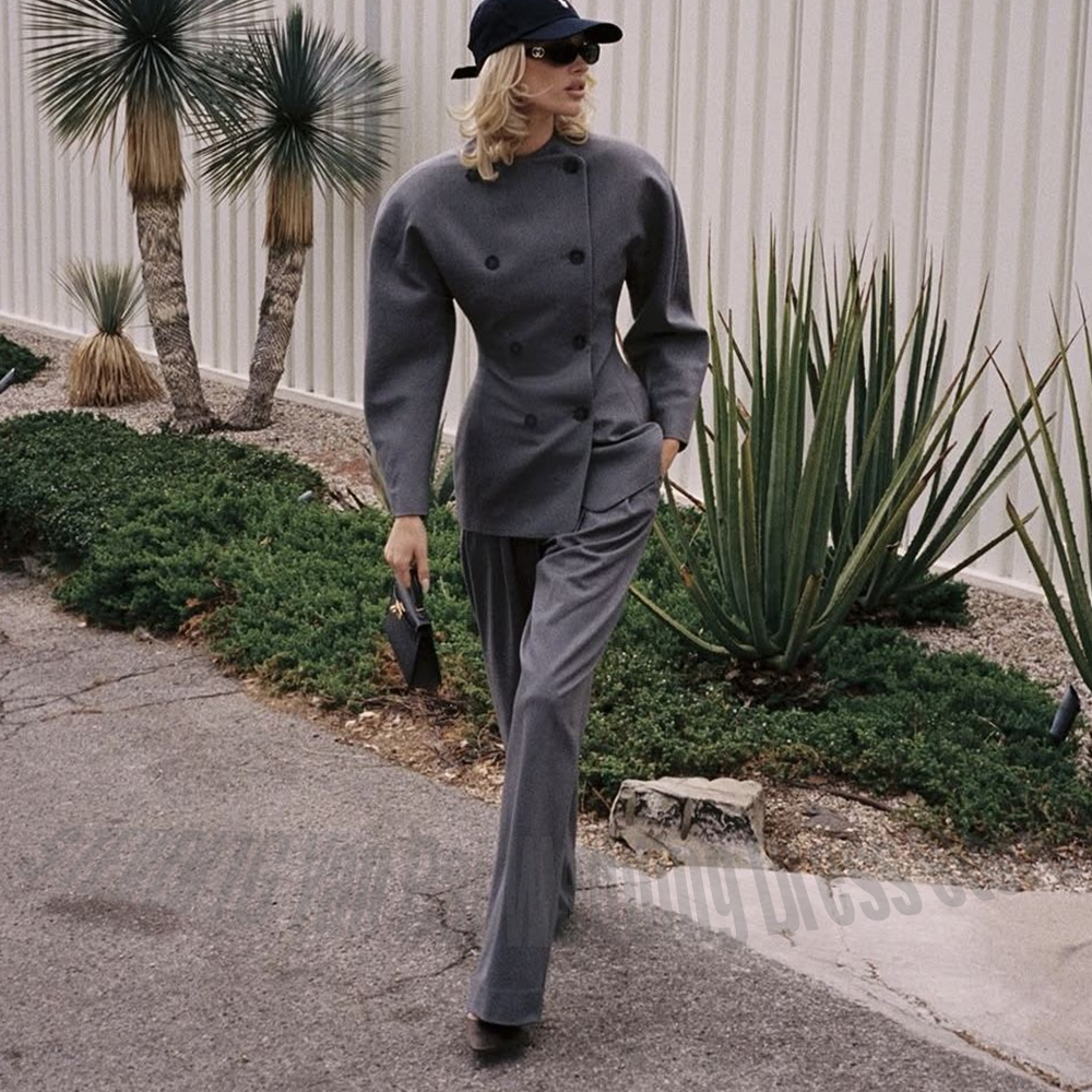 Classic Grey Women's Suit Set  - Women Formal Wear Blazers ulasan dan harga