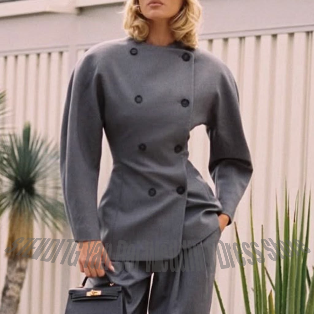 Classic Grey Women's Suit Set  - Women Formal Wear Blazers ulasan dan harga
