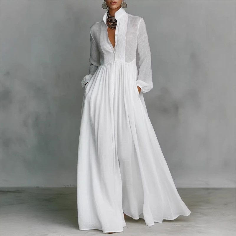 Elegant Pleated Long Dress 202 - Wrap Dress Work ulasan dan harga