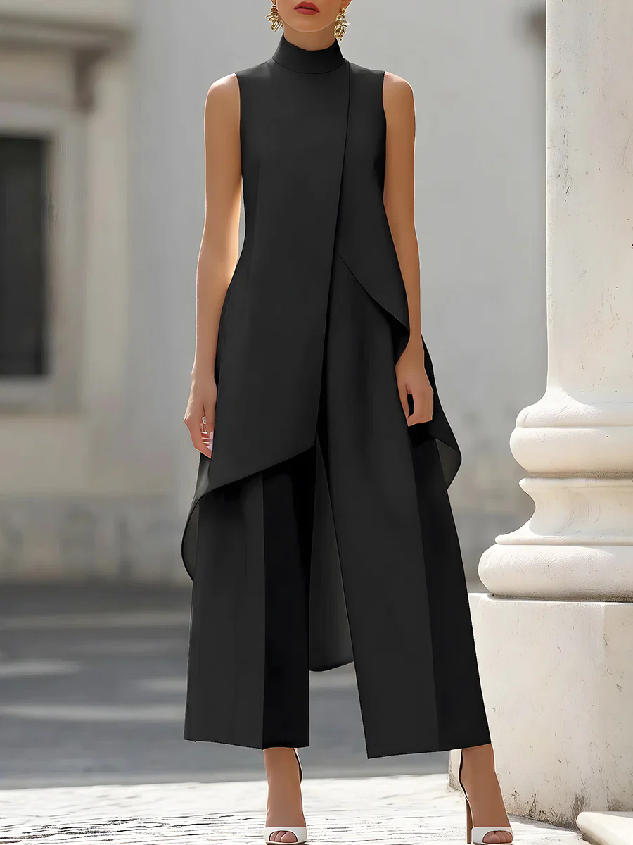 Sleeveless High Neck Asymmetri - Women'S Formal Wear Jumpsuit ulasan dan harga