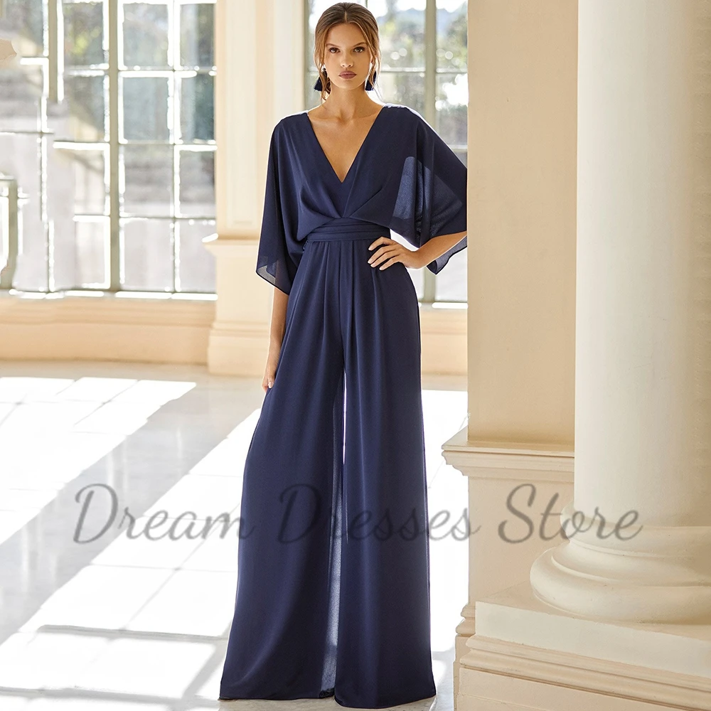 Simple V-Neck Evening Dress Ha - Women'S Formal Wear Jumpsuit ulasan dan harga