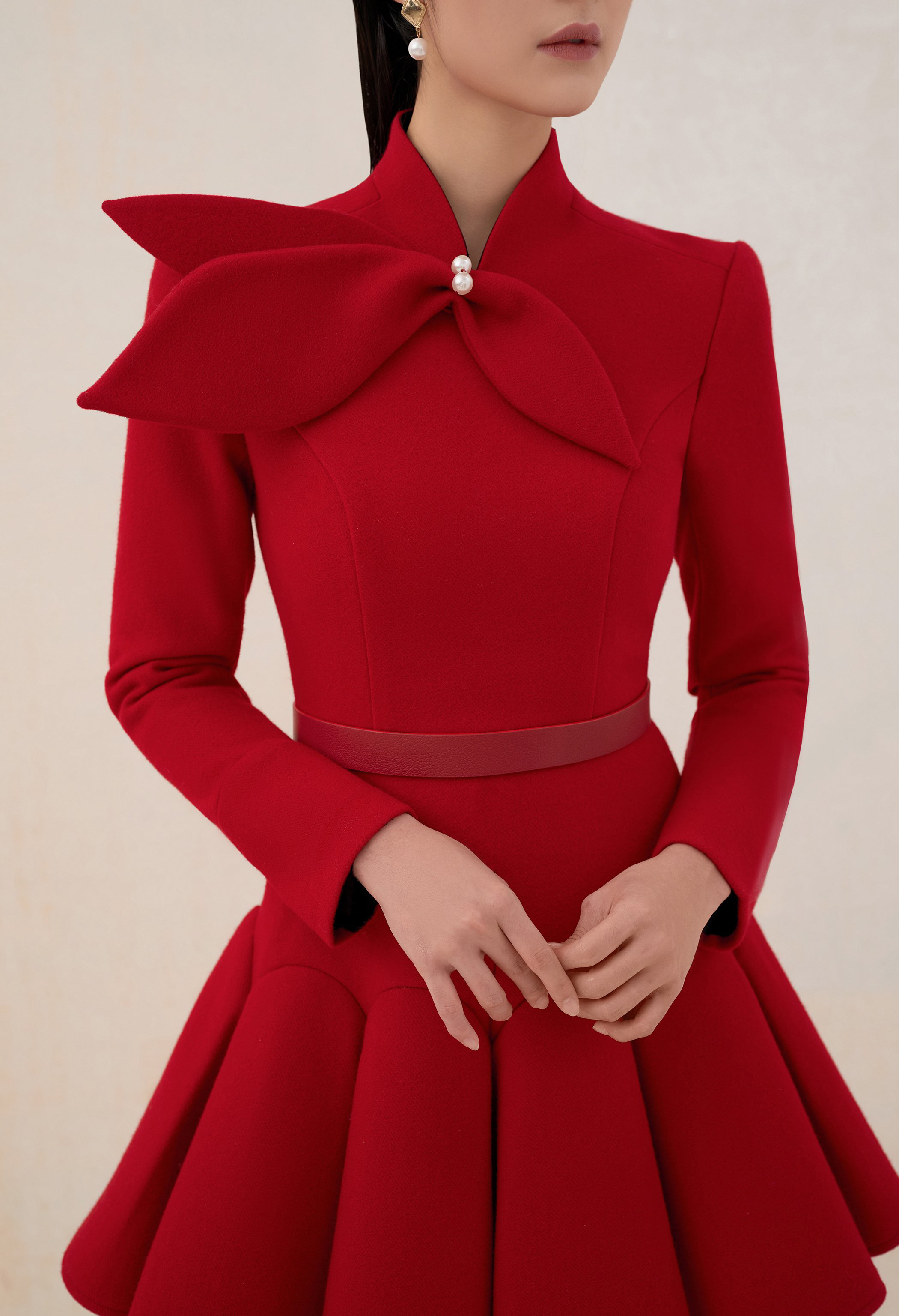 tailor shop light red wool dre - Formal Dress Female ulasan dan harga