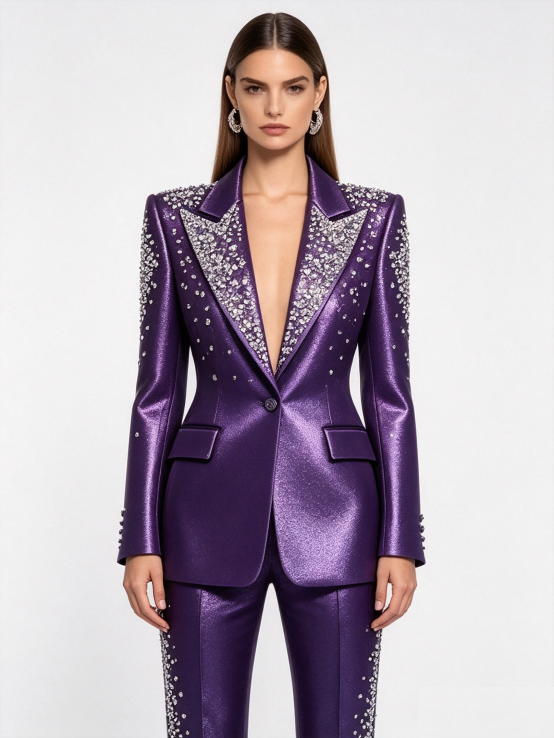 Luxury Crystals Pink Satin Wom - Women'S Formal Wear Tuxedo ulasan dan harga