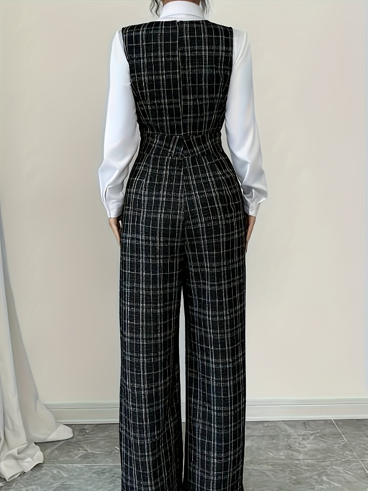 Women High Waist Wide Leg Plai - Women'S Formal Wear Jumpsuit ulasan dan harga