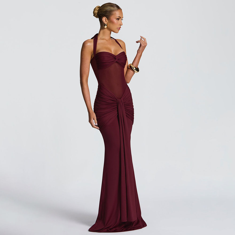 Elegant Patchwork Maxi Dress f - Formal Dress Female ulasan dan harga